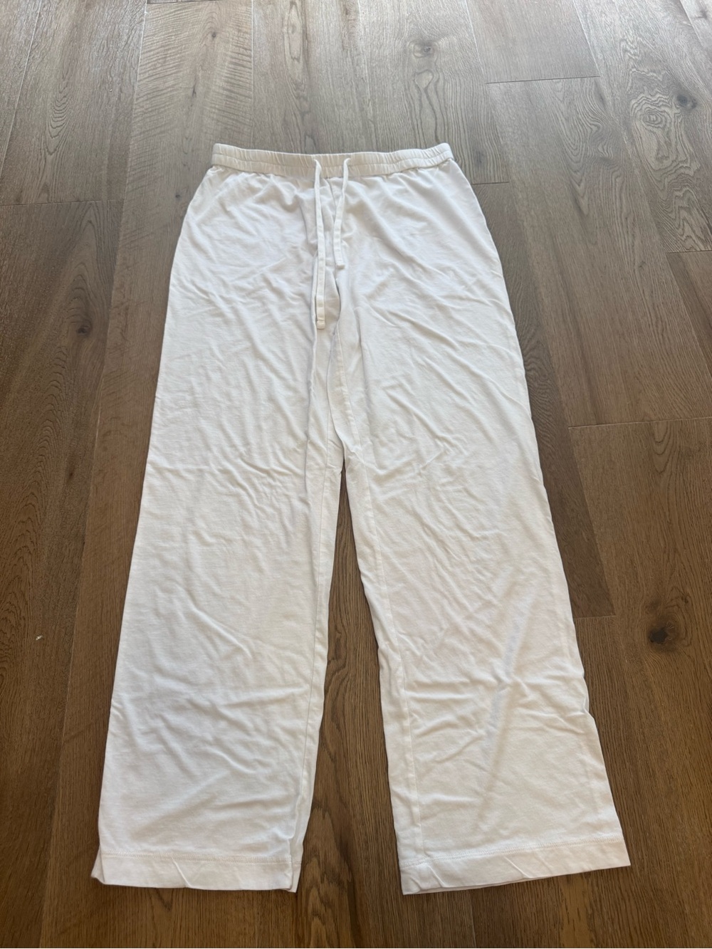 James Perse White Wide-Leg Drawstring Track Pants